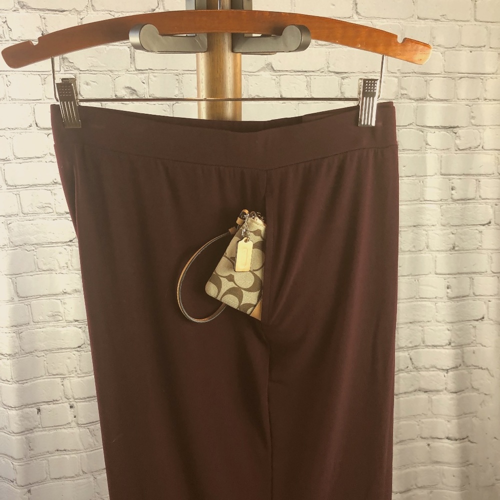 Susan Graver Knit Straight Leg Pants, Burgundy, Size L
